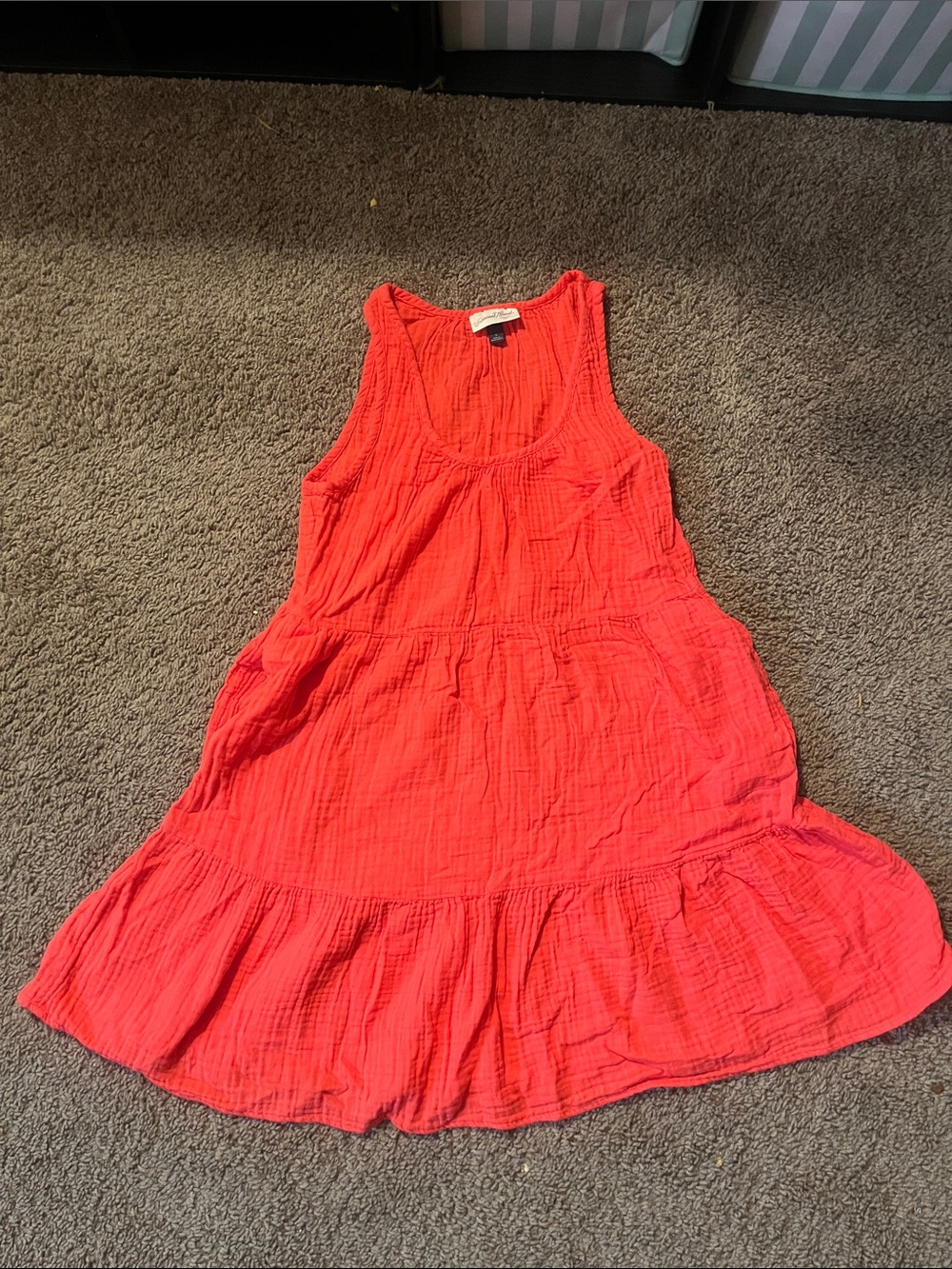 Universal Thread Coral-Red Sleeveless Tiered Sundress
